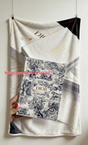Dior Toile de Jouy Animal Sketch Flannel Sofa Throw Blanket D221